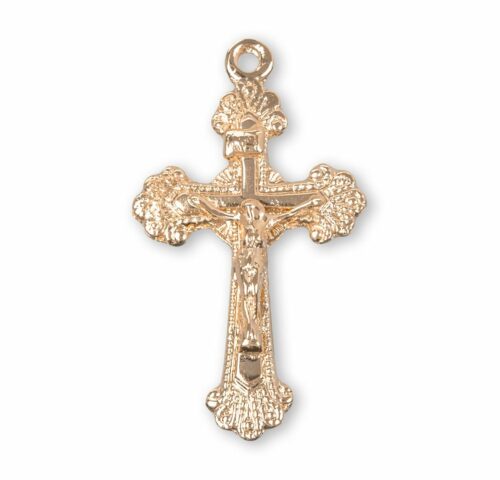 Fancy Engraved Gold Over Sterling Silver Crucifix - Image 2