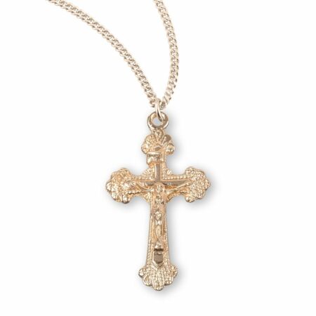 Fancy Engraved Gold Over Sterling Silver Crucifix
