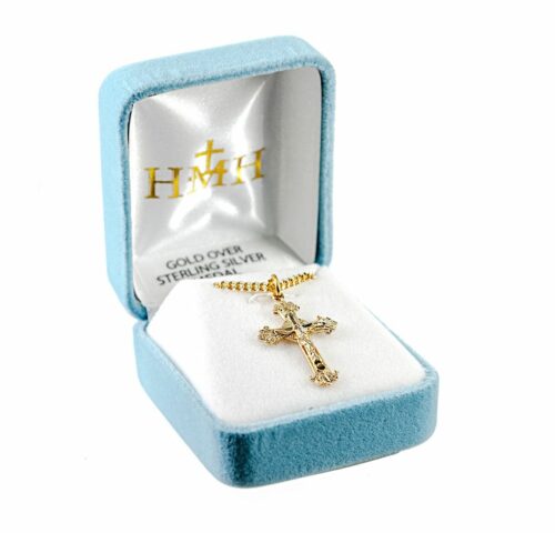 Fancy Engraved Gold Over Sterling Silver Crucifix - Image 3
