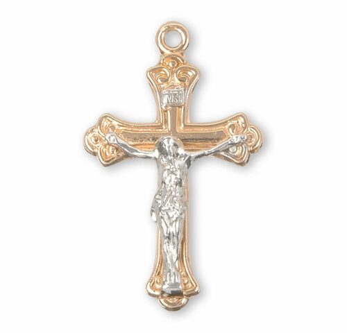Gold Over Sterling Two Toned Tapered Crucifix - Image 2