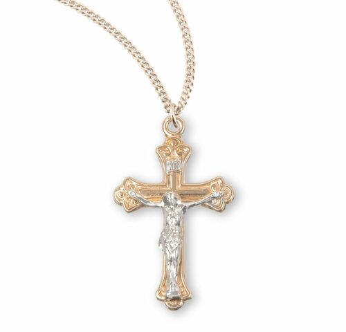 Gold Over Sterling Two Toned Tapered Crucifix