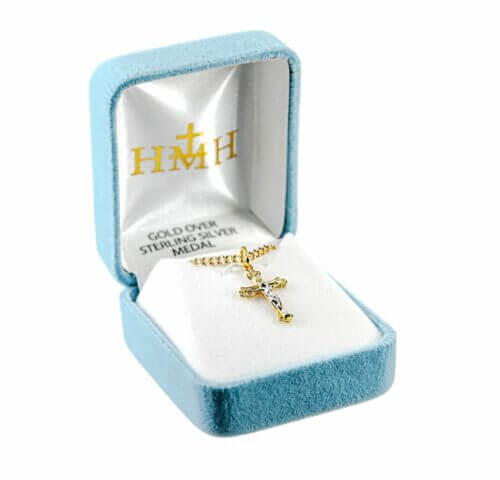 Gold Over Sterling Two Toned Tapered Crucifix - Image 3