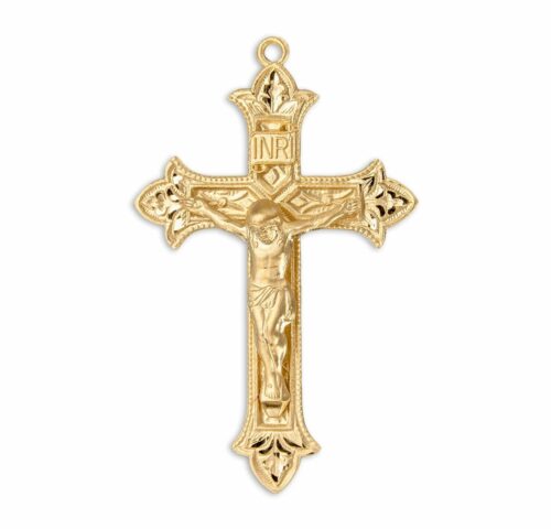 Gold Over Sterling Silver Fleur De Lis Cross - Image 2