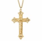 Gold Over Sterling Silver Fleur De Lis Cross