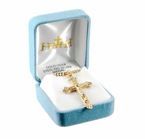 Gold Over Sterling Silver Fleur De Lis Cross - Image 3