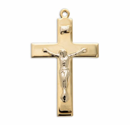 Gold Over Sterling Silver Two Toned Crucifix - Image 2