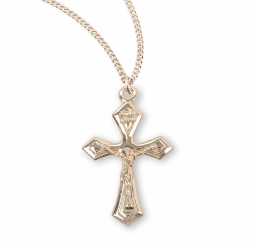 Pointed Tapered Gold Over Sterling Silver Crucifix