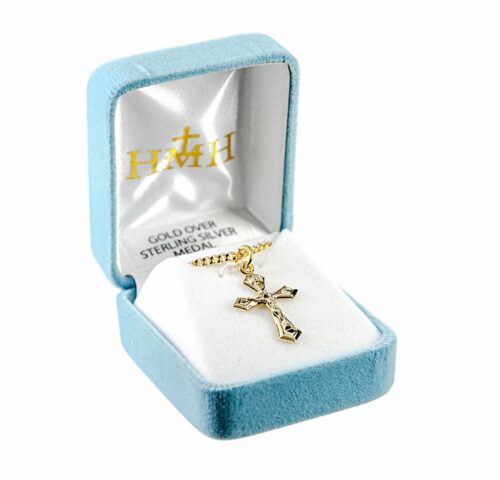 Pointed Tapered Gold Over Sterling Silver Crucifix - Image 3