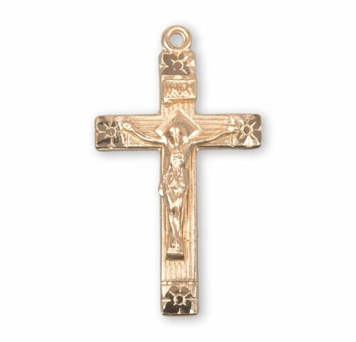 Flower Tipped Gold Over Sterling Crucifix - Image 2