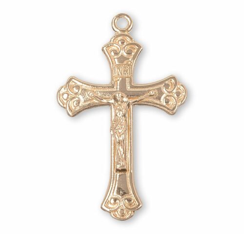 Swirled Gold Over Sterling Silver Crucifix - Image 2