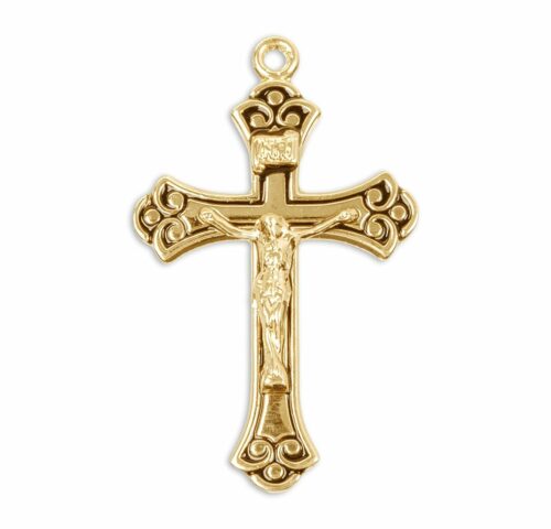 Swirled Gold Over Sterling Silver Black Crucifix - Image 2