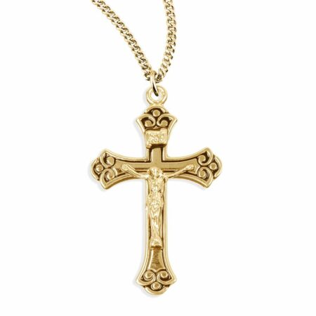 Swirled Gold Over Sterling Silver Black Crucifix