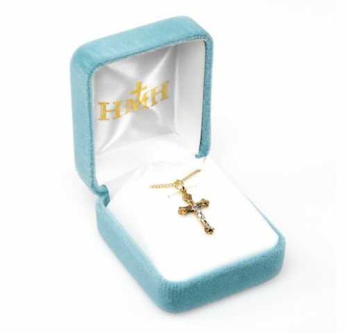 Swirled Gold Over Sterling Silver Two Toned Crucifix - Image 3