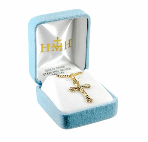 Swirled Gold Over Sterling Silver Crucifix - Image 3