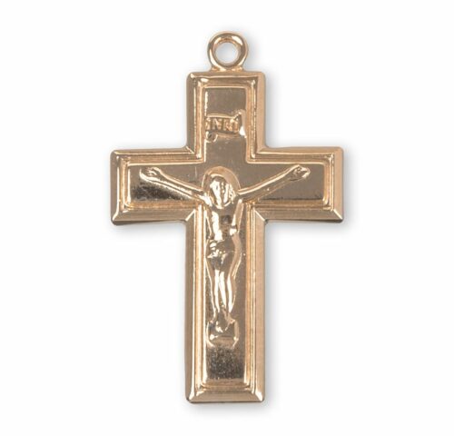Gold Over Sterling Silver High Polished Crucifix - Image 2