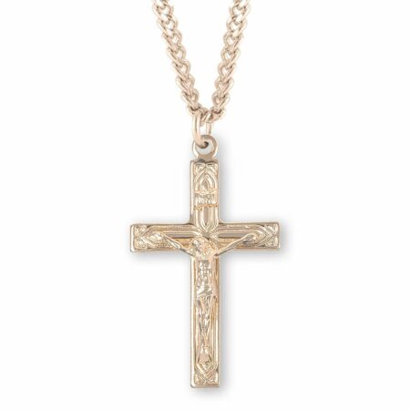 Art Deco Style Gold Over Sterling Silver High Polished Crucifix
