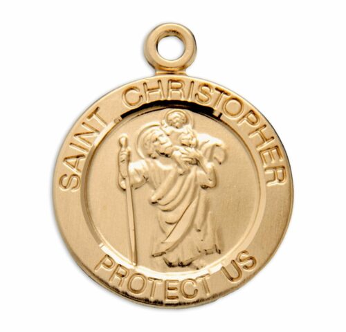 Patron Saint Christopher Round Gold Over Sterling Silver Medal - Image 2