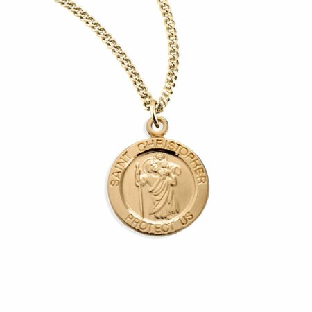 Patron Saint Christopher Round Gold Over Sterling Silver Medal