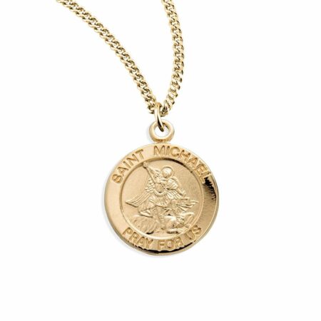 Patron Saint Michael Round Gold Over Sterling Silver Medal