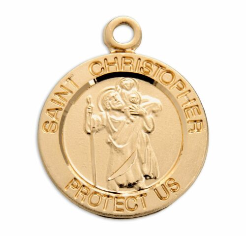 Patron Saint Christopher Round Gold Over Sterling Silver Medal - Image 2