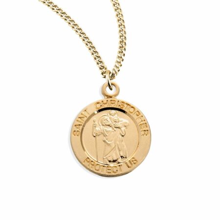 Patron Saint Christopher Round Gold Over Sterling Silver Medal