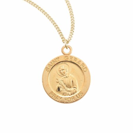 Patron Saint Gerard Round Gold Over Sterling Silver Medal