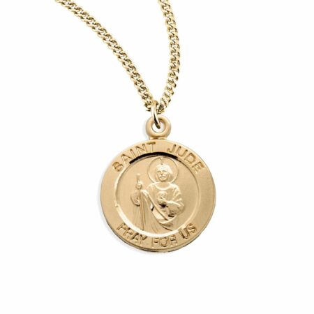 Patron Saint Jude Round Gold Over Sterling Silver Medal