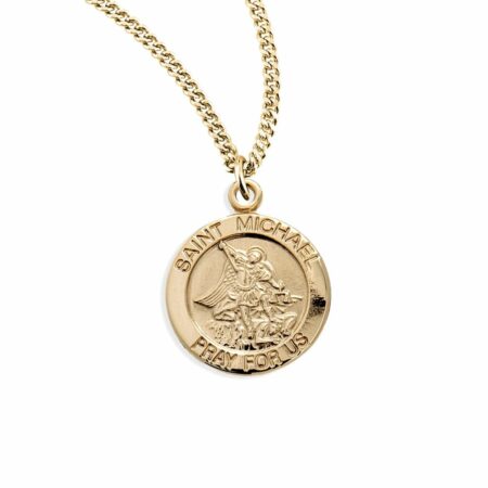 Patron Saint Michael Round Gold Over Sterling Silver Medal