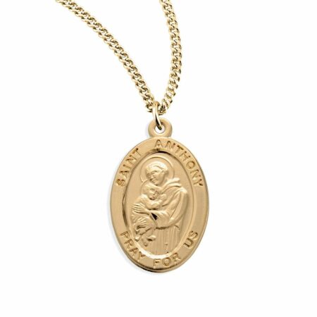 Patron Saint Anthony Oval Gold Over Sterling Silver Medal