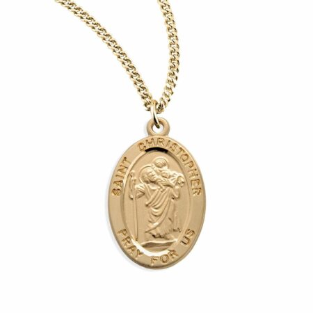 Patron Saint Christopher Oval Gold Over Sterling Silver Medal