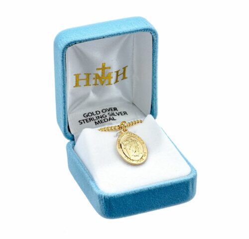 Patron Saint Christopher Oval Gold Over Sterling Silver Medal - Image 4