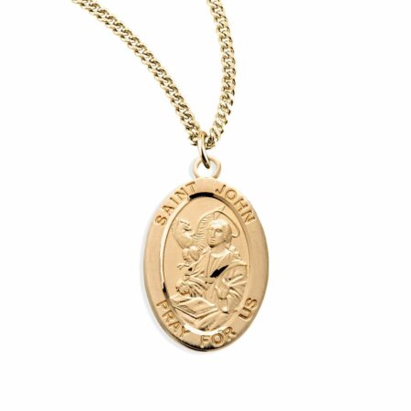 Patron Saint John the Evangelist Oval Sterling Silver Medal