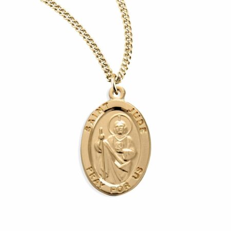 Patron Saint Jude Gold Over Sterling Silver Oval Medal