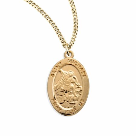 Patron Saint Michael Oval Gold Over Sterling Silver Medal