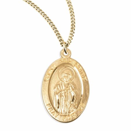 Patron Saint Peregrine Oval Gold Over Sterling Silver Medal