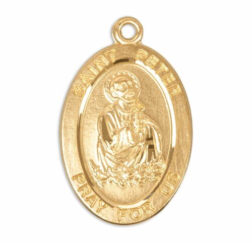 Patron Saint Peter Oval Gold Over Sterling Silver Medal - Image 2