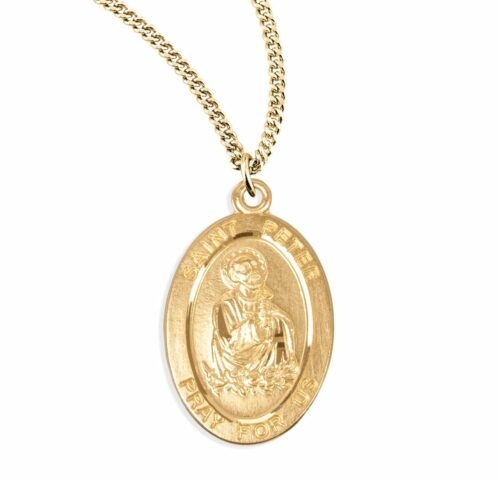 Patron Saint Peter Oval Gold Over Sterling Silver Medal