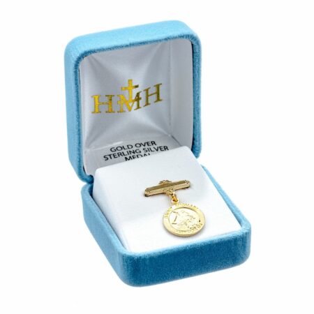 Saint Michael Gold Over Sterling Silver Medal on an Bar Pin