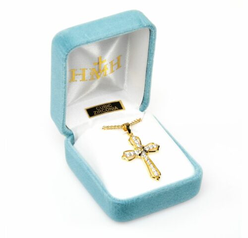 Gold Over Sterling Silver Crystal Cubic Zirconia "CZ" Cross Pendant - Image 3