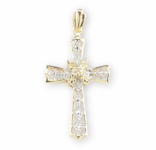 Gold Over Sterling Silver Crystal Cubic Zirconia "CZ" Cross Pendant - Image 2