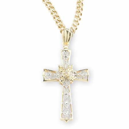 Gold Over Sterling Silver Crystal Cubic Zirconia "CZ" Cross Pendant