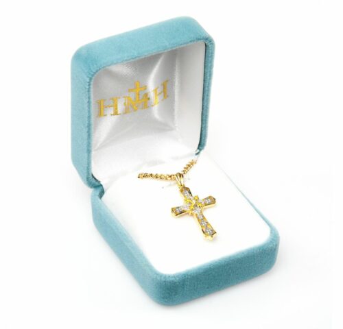 Gold Over Sterling Silver Crystal Cubic Zirconia "CZ" Cross Pendant - Image 3