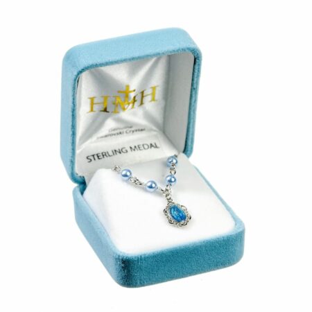 Sterling Silver Guardian Angel Necklace Adorned with 4mm Aurora Borealis Swarovski Crystal Beads