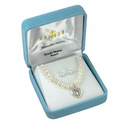 Freshwater Pearl Cross Necklace and Earring Set - Image 2