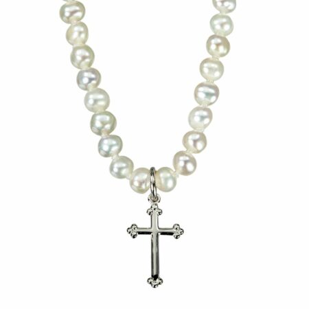 Freshwater Pearl First Communion Necklace with a Baroque Chalice Pendant