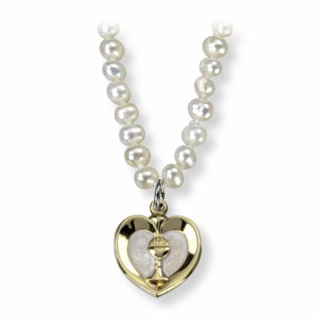 Freshwater Pearl Necklace with Sterling Silver First Communion Pendant