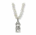 Freshwater Pearl First Communion Necklace Two Tone Cross with Chalice Center