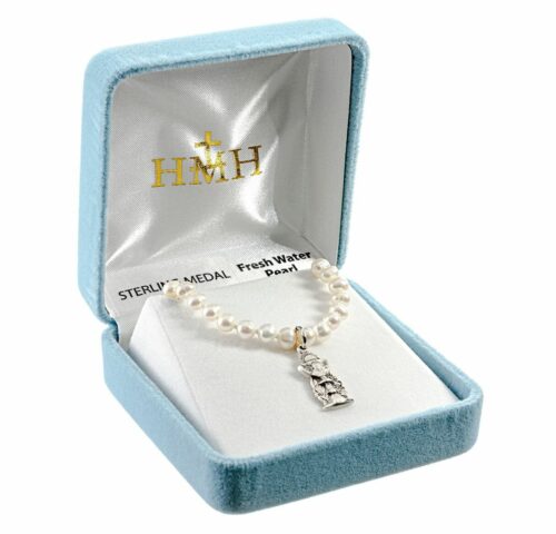Freshwater Pearl First Communion Necklace Two Tone Cross with Chalice Center - Image 2