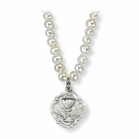 Freshwater Pearl First Communion Necklace with a Baroque Chalice Pendant