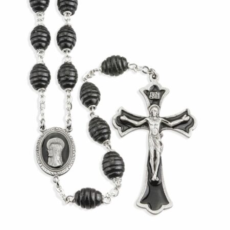 Black Beehive Boxwood New England Pewter Rosary